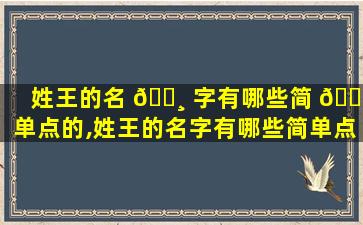 姓王的名 🕸 字有哪些简 🐕 单点的,姓王的名字有哪些简单点的男孩
